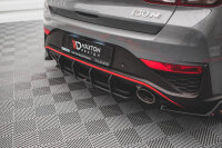 Street Pro Heckschürze für Hyundai I30 N Hatchback Mk3 Facelift Schwarz Rot