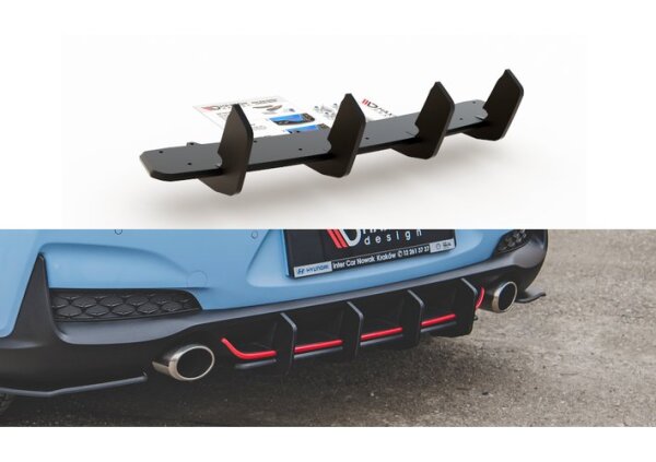 Robuste Racing Heckschürze V.2 für Hyundai I30 N Mk3 Hatchback Schwarz-Rot