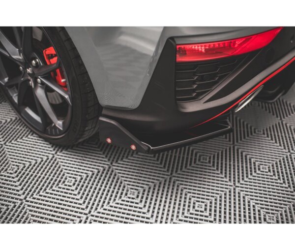 Heck Ansatz Flaps Diffusor +Flaps für V.1 Hyundai I30 N Hatchback Mk3 Facelift schwarz Hochglanz